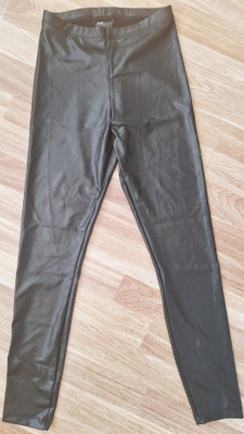 H&M mustat kiiltävät leggings muovi/kumimainen pinta upeat S