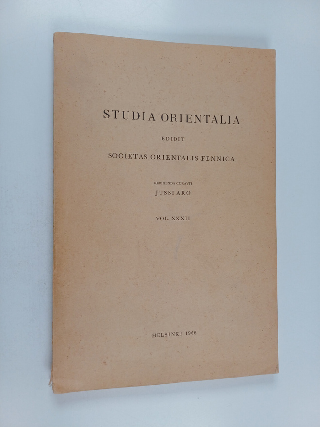 Jussi Aro : Studia orientalia edidit societas orientalis ...