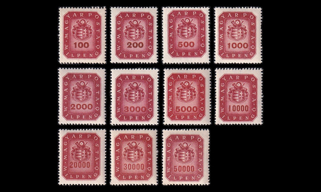 Unkari 905-15 * Käyttösarja vaakuna ja postitorvi (1946)