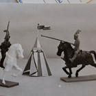 Valokuvakortti, tinasotilaat taistelee, kulkenut 1962 - pikkukuva 1