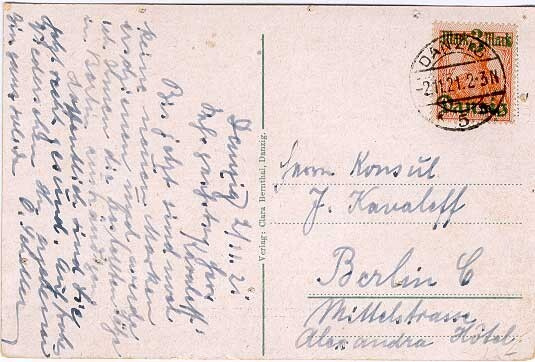 Danzig Mi 41 I yksin postikortilla