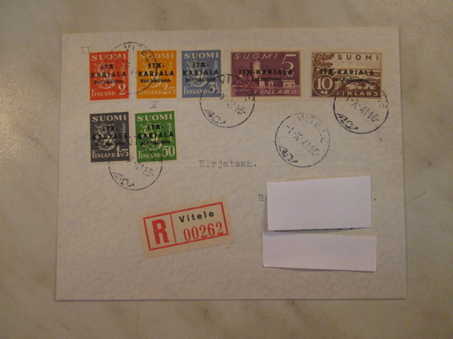 FDC Itä-Karjala musta lisäpainama 1.10.1941 Vitele.