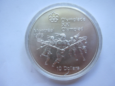Montreal 10 dollaria 1976 hopeaa