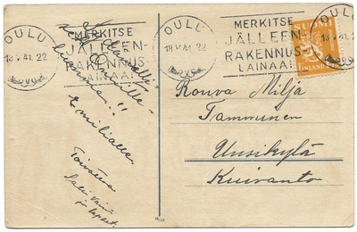 Viestillinen No 8 Oulu (1941) Merkitse jälleenrak