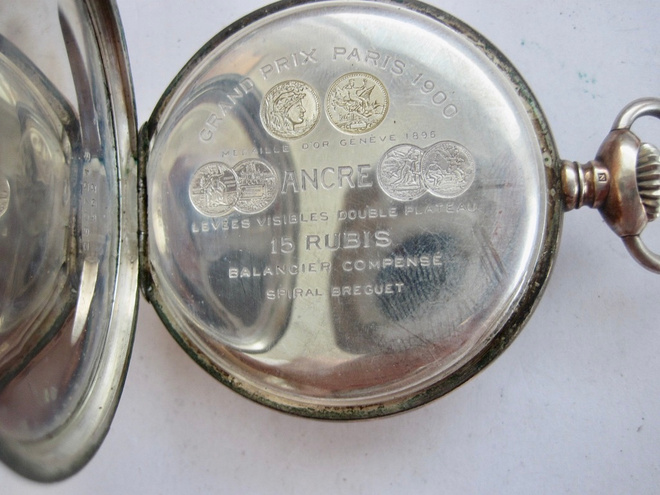 VANHA Kello Zenith Grand Prix Paris 1900 Hopeaa UPEA SIISTI