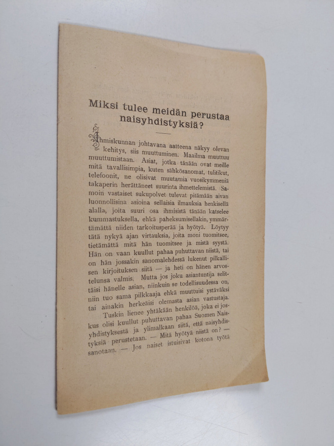 Miksi tulee meidän perustaa naisyhdistyksiä?