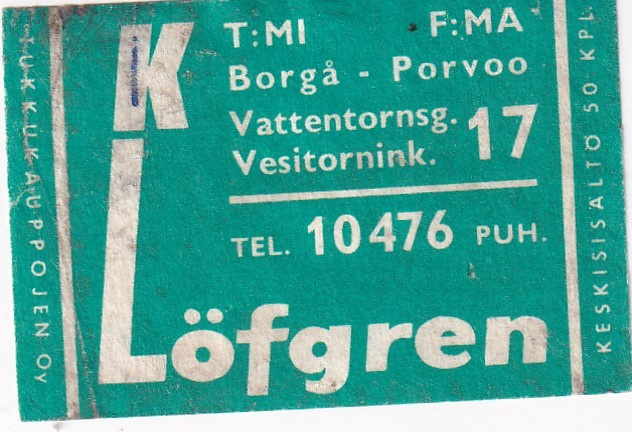 Borgå - Porvoo  T:mi F:ma K. Löfgren     b575