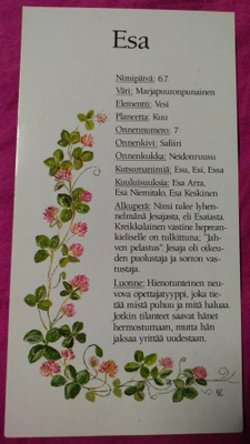 Nimikortti / Nimipäiväkortti Esa