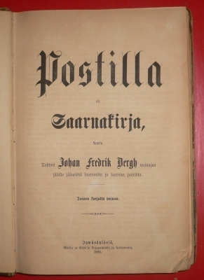 Johan Fredrik Bergh : Postilla eli Saarnakirja  1881 2.p.