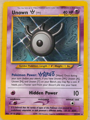 Pokemon Unown [W] 29/105 Neo Destiny Rare Vintage 2002