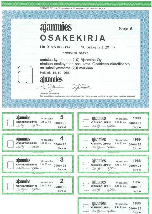 OKK 1986 Ajanmies Oy,  Helsinki pörssi