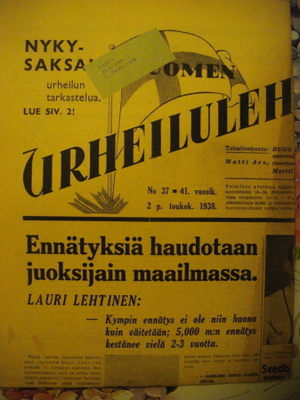 Suomen Urheilulehti Nro 37/1938 (26.10)