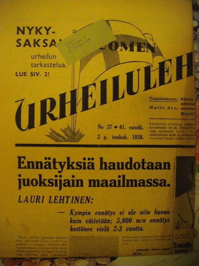 Suomen Urheilulehti Nro 37/1938 (26.10)
