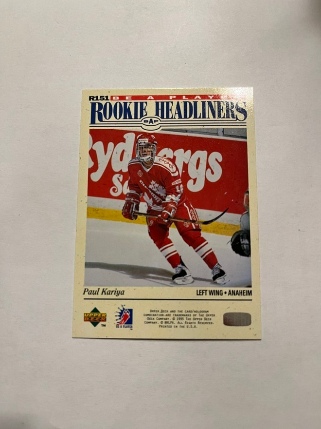 1994-95 Upper Deck Be A Player Rookie Headliners Paul Kariya