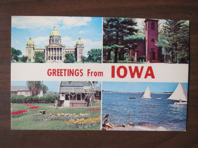 U.S.A.: vintage "Greetings From Iowa" 1970-luku