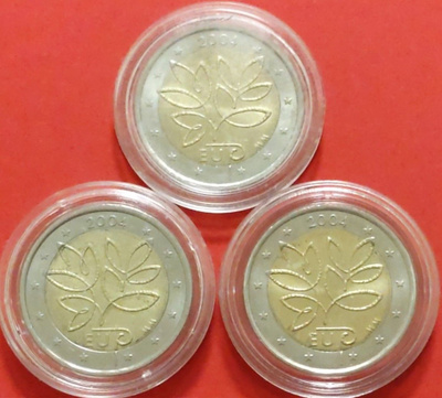 Suomi, 3 x 2 € 2004 risuraha, kierrosta, kunto ok. (KD19)