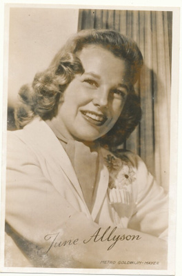 Filmitähti JUNE ALLYSON - vanha kortti