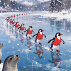 Pingviinit luistelevat pitkässä jonossa - pikkukuva 1