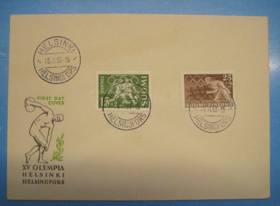 FDC-1952 XV Olympia 1952 Lape hinta 15.00e (105)