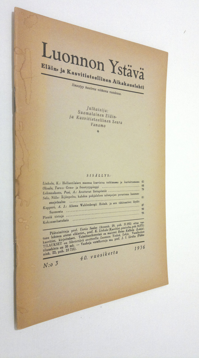 Luonnon ystävä n:o 3/1936