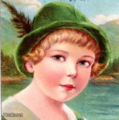 LAPSET / Vihreähattuinen poika vuoristossa. 1920-l.