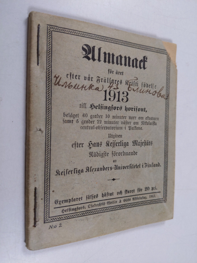 Almanack för året efter vår Frälsares Kristi födelse 1913...