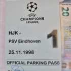 Parkkilupa Jalkapallo Mestareiden iiga HJK PSV Endhoven 1998 - pikkukuva 1