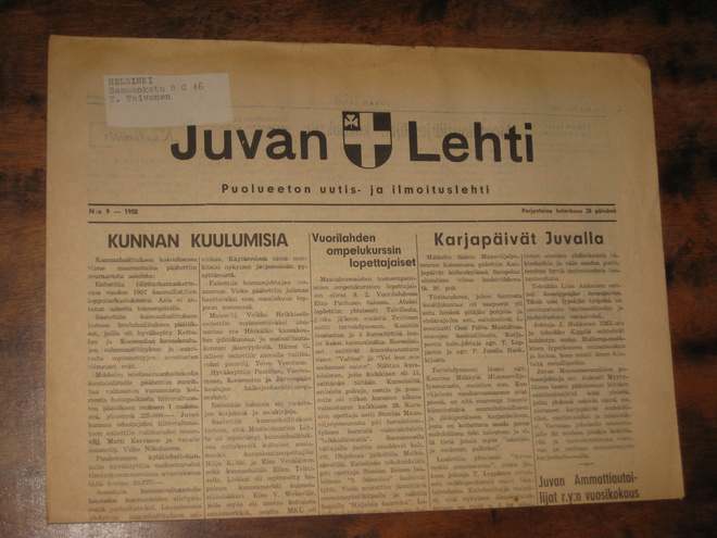 Sanomalehti  Juvan Lehti  28.2.1958