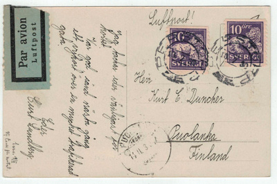 Ruotsi Mi  177 2 kpl lentokortti Suomeen 1930