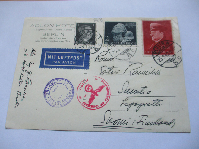1942 Saksa sens lentokortti Siuntioon