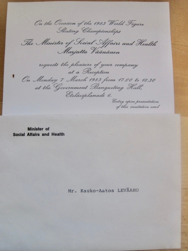 Taitoluistelu MM-kisat Helsinki 1983 Urheiluministerin Kutsu