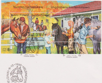 FDC 1990 Nuorten harrastuksia-Ratsastus BL6