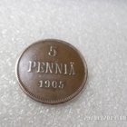 5 penniä 1905 kulkematon , hieman patinoitunut hieno raha. - pikkukuva 1