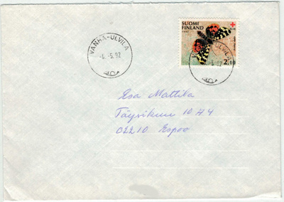 1992 PR 2,10 mkloistoleimainen kirje