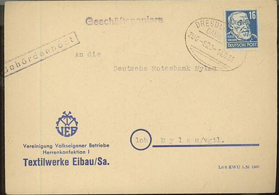 DDR Mi 218 asiakirjojalähetys