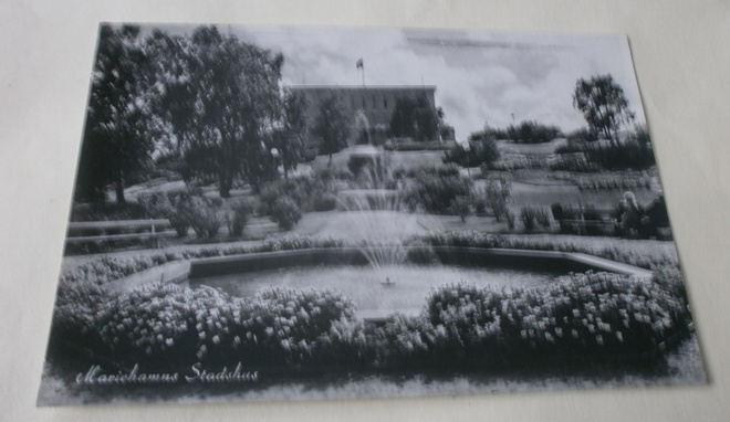 Åland, Mariehamn, kaupungintalo, puistoa, valokuvapk p. 1962