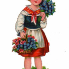 WANHA / Juhla-asuinen tyttö ja kukkakori. 1930-l. - pikkukuva 2