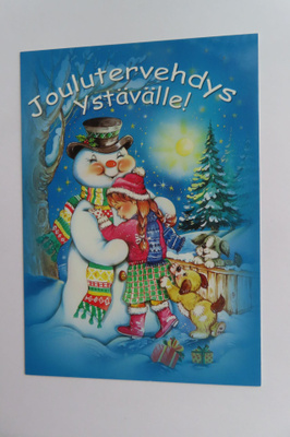 Joulutervehdys Ystävälle! - Lumiukko ja tyttö (ANKI)