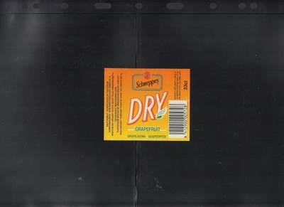 Schweppes DRY Grapefruit. Grapejuoma. Etiketti