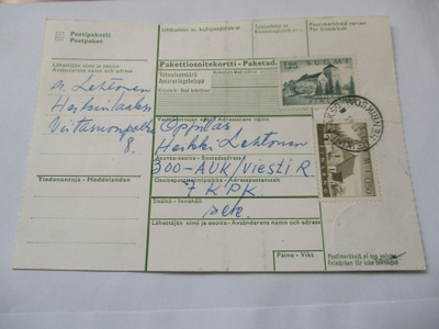 1963 Heikinlaakso osoitekortti kenttäpostikonttorin tulol.