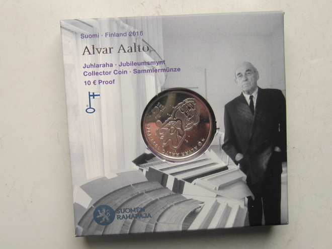Suomi 2016 10€ Alvar Aalto - Proof - hopeaa -