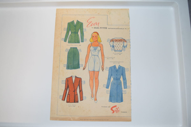 paperinukke Eeva-silo-tyttö 1948