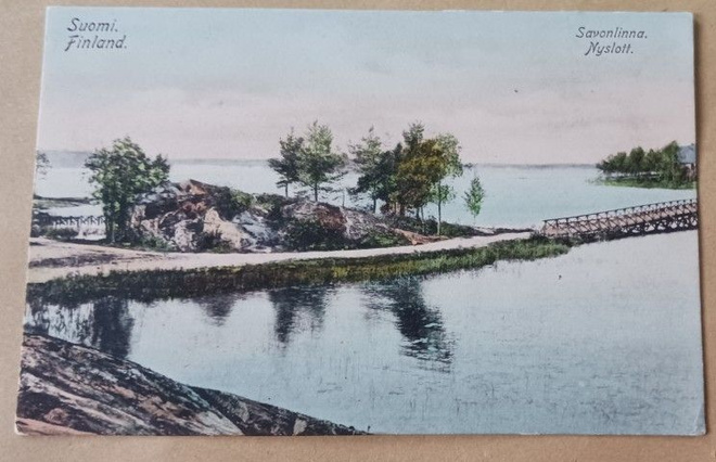 Savonlinna, silta ja järvimaisemaa, vanha väripk, ei p.