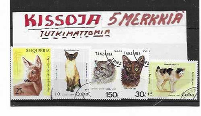 KISSOJA  5 MERKKIÄ---KUVASSA VAIN 4 KISSAA