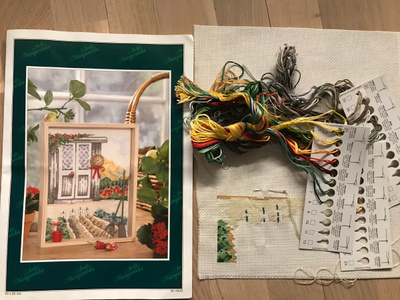 Ristipistopakkaus / ristipistotyö kasvimaa
