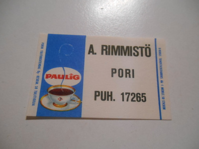 TT Etiketti Paulig A.Rimmistö Pori