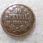 10 penniä 1866 kulkematon. - pikkukuva 1