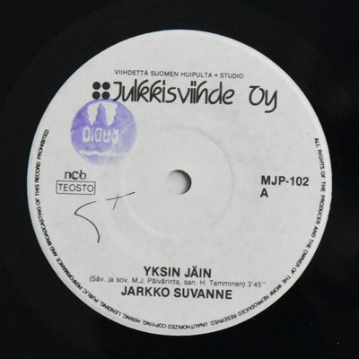 Single: Suvanne, Jarkko - Yksin jäin / Tänään, huomenna ...