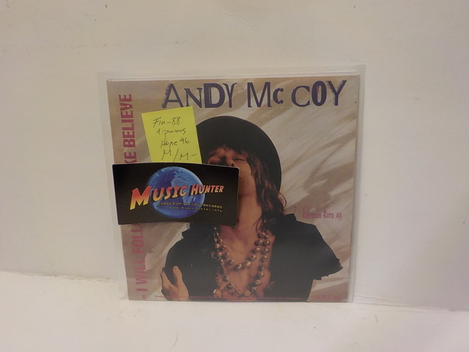 ANDY McCOY - I WILL FOLLOW/MAKE BELIEVE M/M- FIN 1988 7"