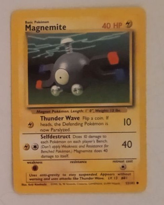 POKEMON SÄHKÖTYYPIN KORTTI , MAGNEMITE